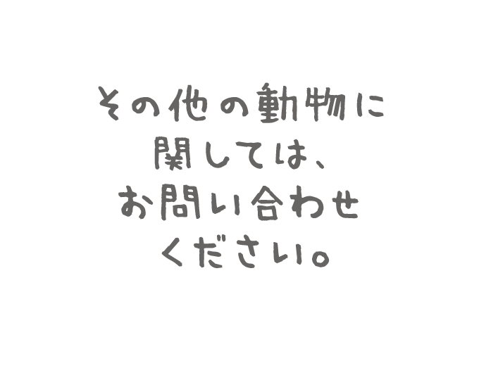その他の動物に関しては、お問い合わせください。